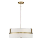 Meridian M70102NB Four Light Pendant in Natural Brass