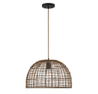 Meridian M70105DR One Light Pendant in Dark Rattan with a Dark Brown Socket