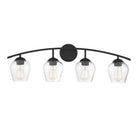 Applique murale de salle de bain à quatre lumières Meridian M80033MBK, noir mat