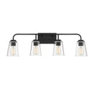 Applique murale de salle de bain à quatre lumières Meridian M80045MBK, noir mat