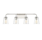 Applique murale de salle de bain à quatre lumières Meridian M80045PN en nickel poli