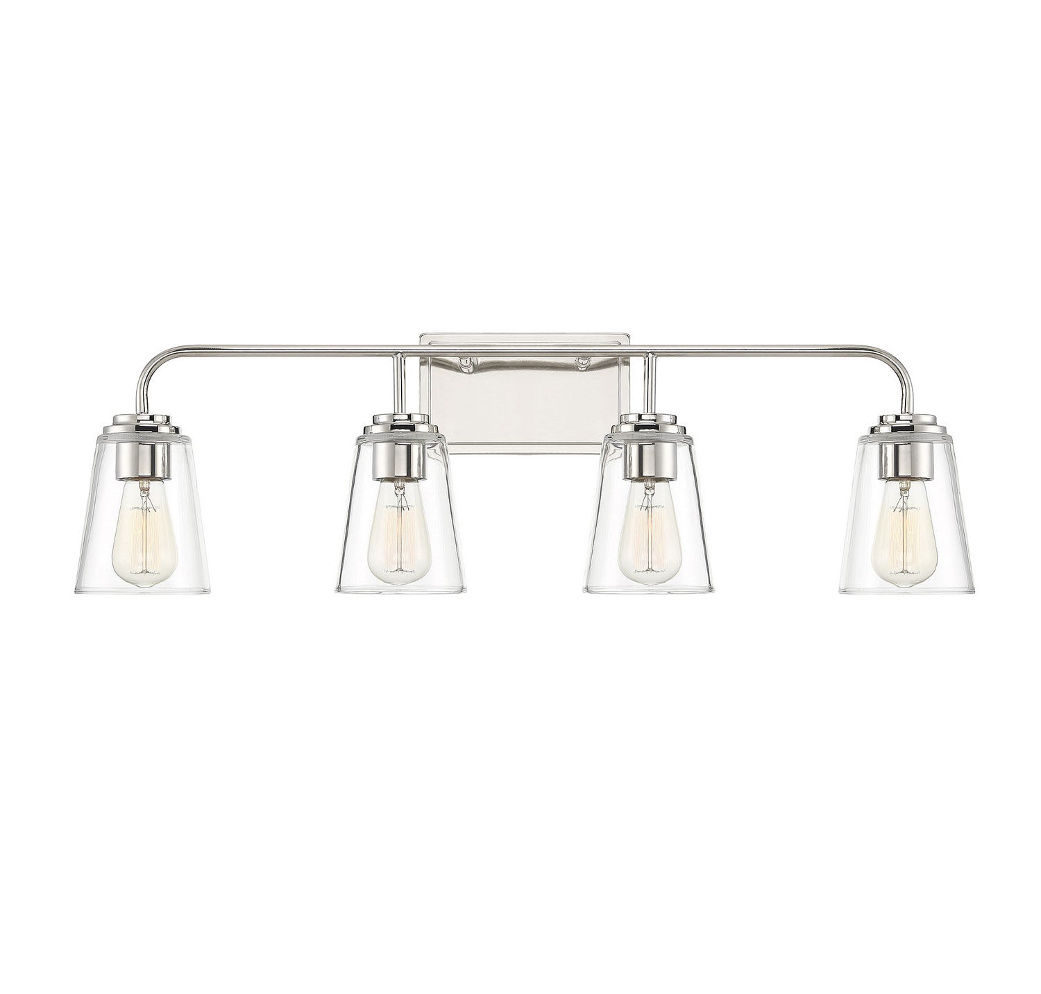 Applique murale de salle de bain à quatre lumières Meridian M80045PN en nickel poli