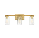 Applique murale de salle de bain à trois lumières Meridian M80038NB en laiton naturel