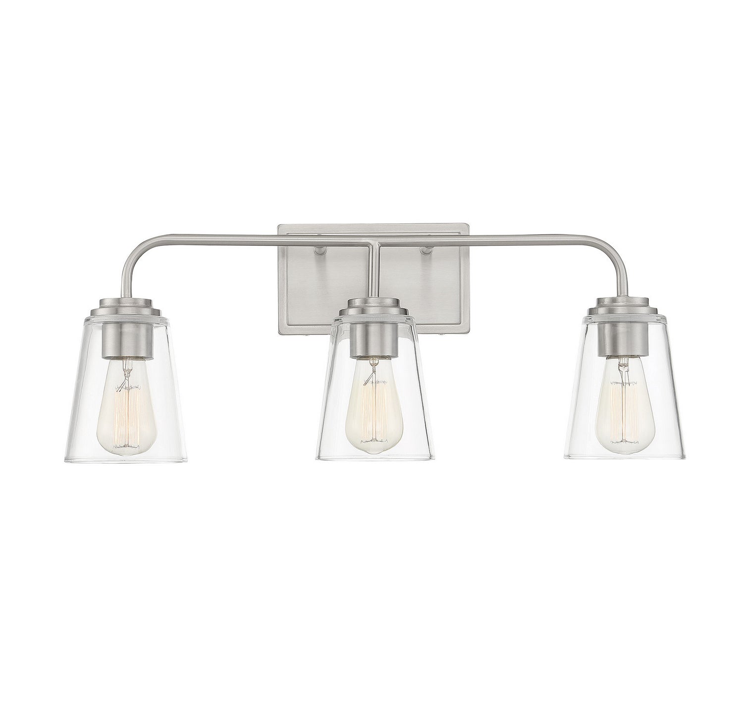 Applique murale de salle de bain Meridian M80044BN à trois lumières, finition nickel brossé