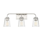 Applique murale de salle de bain Meridian M80044PN à trois lumières en nickel poli