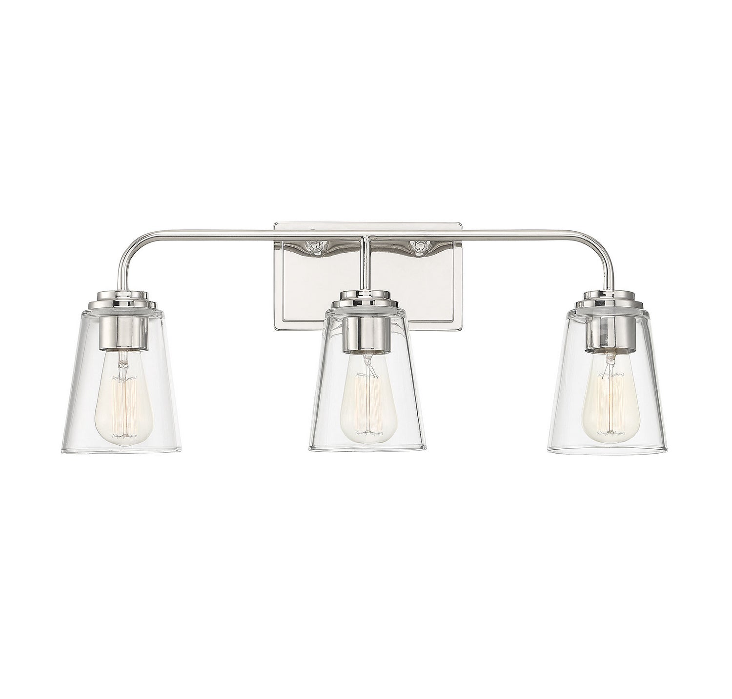 Applique murale de salle de bain Meridian M80044PN à trois lumières en nickel poli