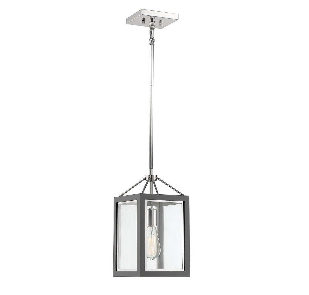 Savoy House - 3-8880-1-175 - One Light Pendant - Carlton - Gray with Polished Nickel Accents
