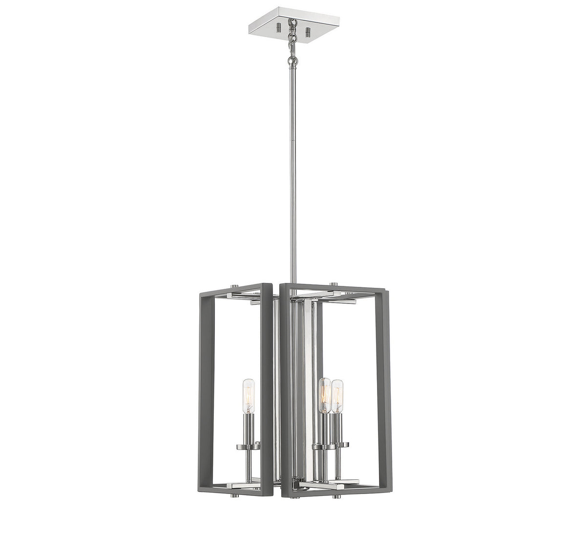 Savoy House - 3-8881-4-175 - Four Light Pendant - Champlin - Gray with Polished Nickel Accents