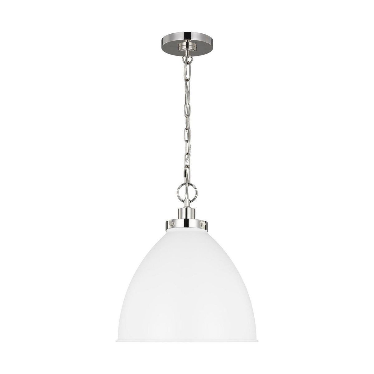 Visual Comfort Studio Canada - CP1291MWTPN - One Light Pendant - Wellfleet - Matte White and Polished Nickel