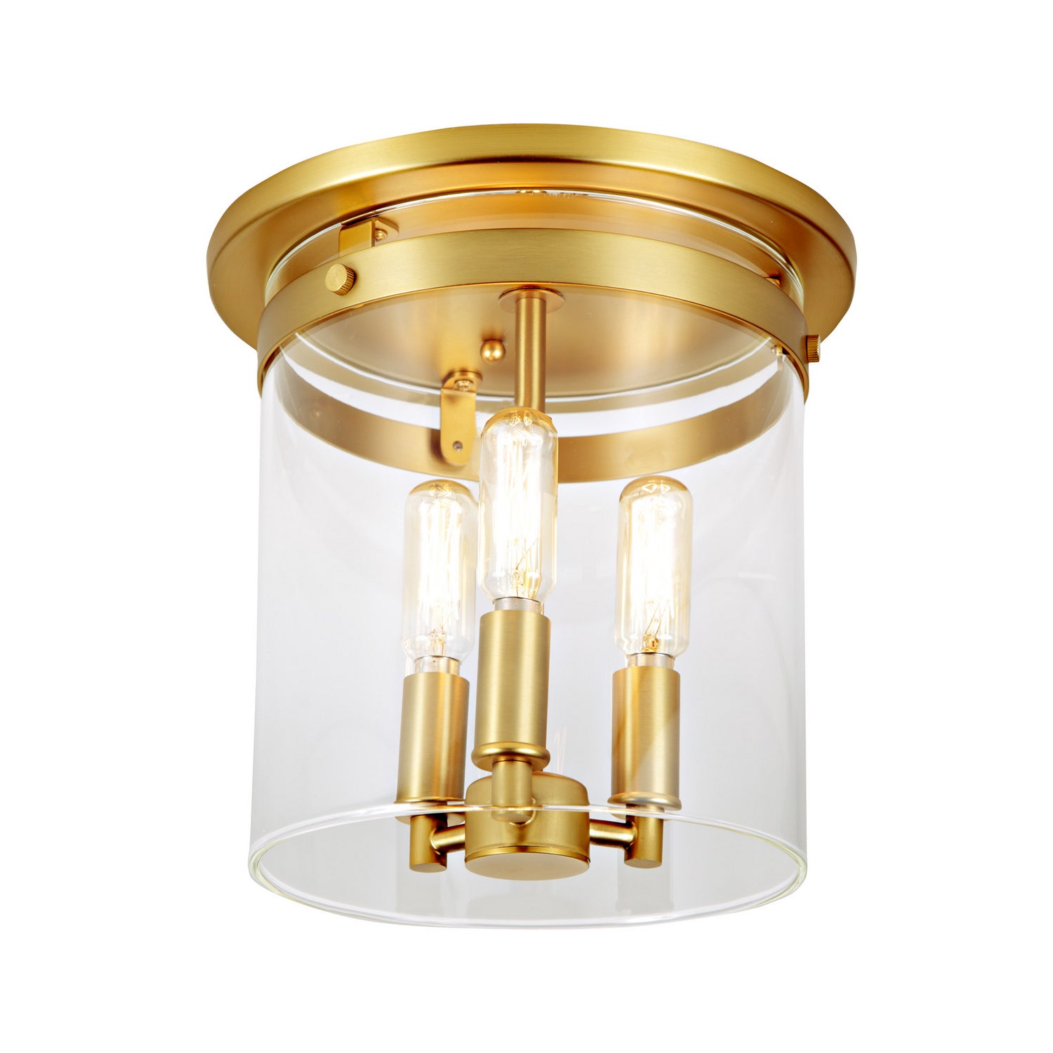 JVI Designs - 3021-10 - Three Light Flushmount - Roxbury - Satin Brass