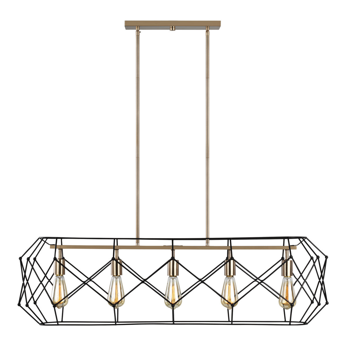 Visual Comfort Studio Canada - 6634105-848 - Five Light Linear Chandelier - Zarra - Satin Brass
