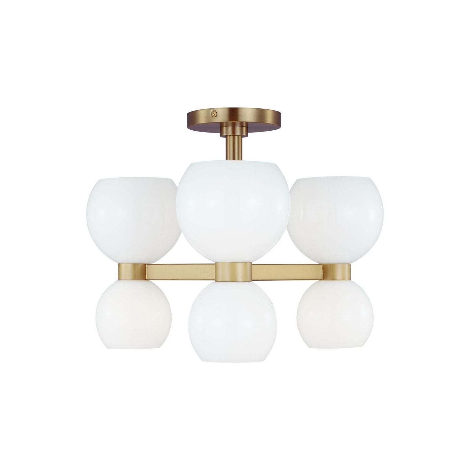 Visual Comfort Studio Canada - KSF1036BBSMG - Six Light Semi Flush Mount - Londyn - Burnished Brass with Milk White Glass