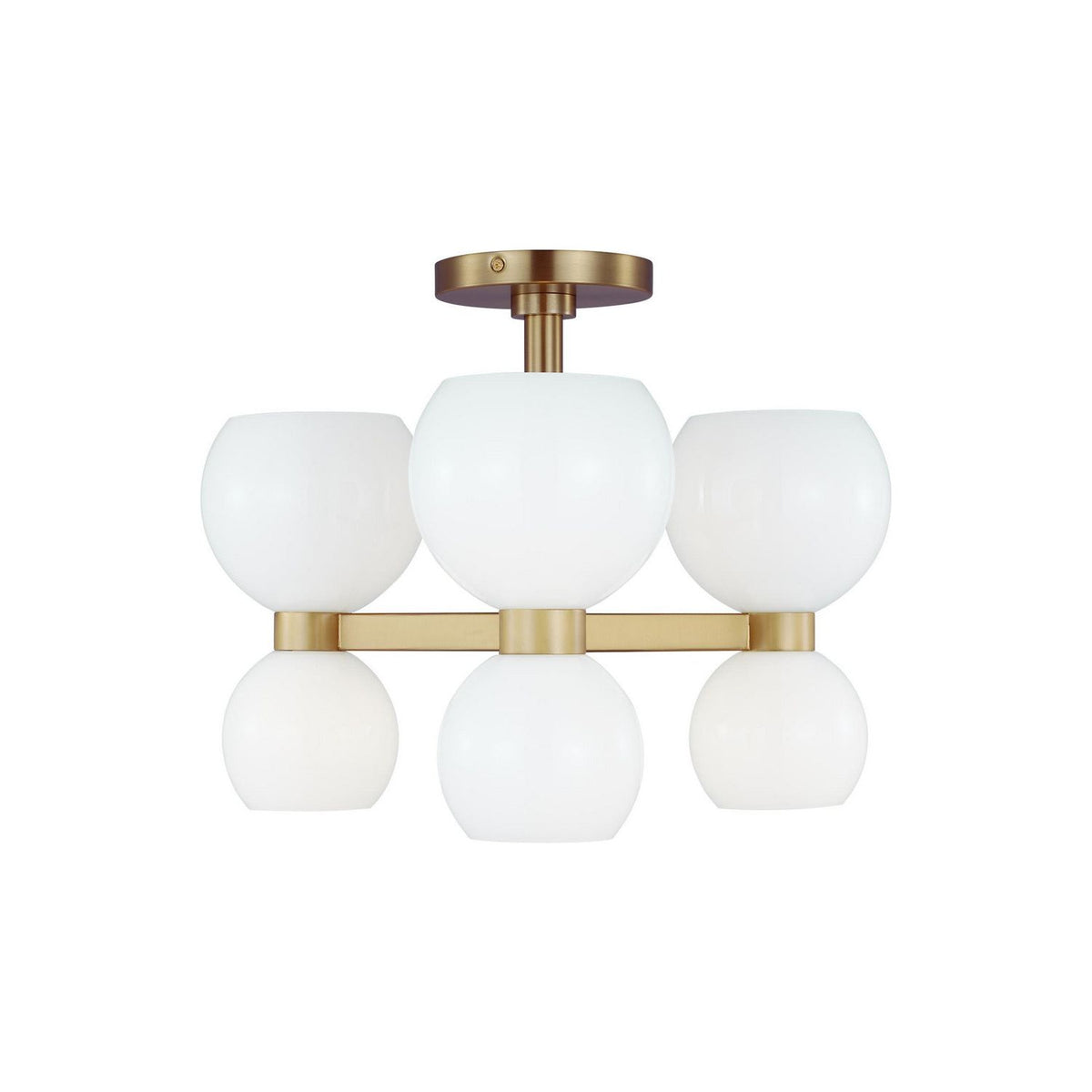 Visual Comfort Studio Canada - KSF1036BBSMG - Six Light Semi Flush Mount - Londyn - Burnished Brass with Milk White Glass