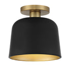 Meridian M60067MBKNB One Light Flush Mount in Matte Black with Natural Brass