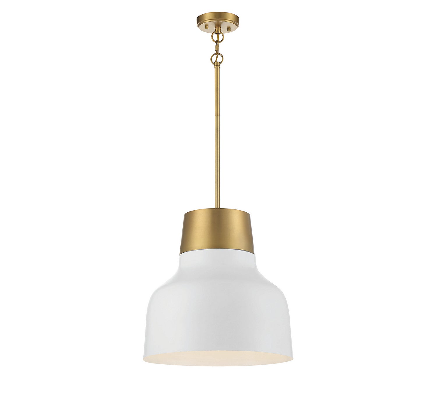 Lumière Meridian M70115WHNB One Suspension en blanc avec du laiton naturel