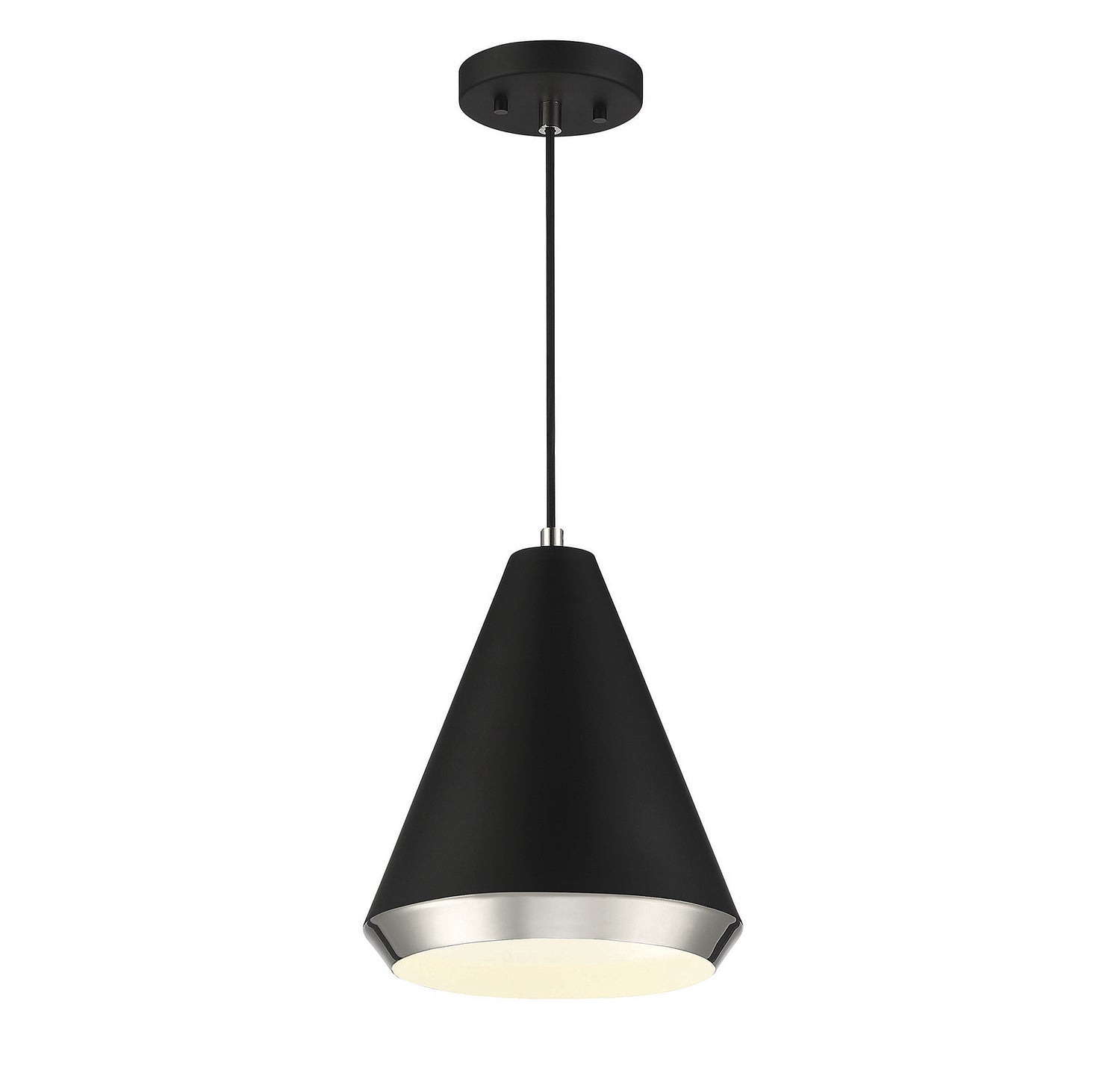 Meridian M70122MBKPN One Light Pendant in Matte Black with Polished Nickel