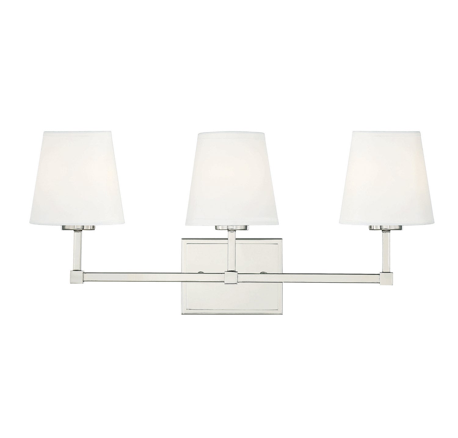Applique murale de salle de bain Meridian M80053PN à trois lumières en nickel poli