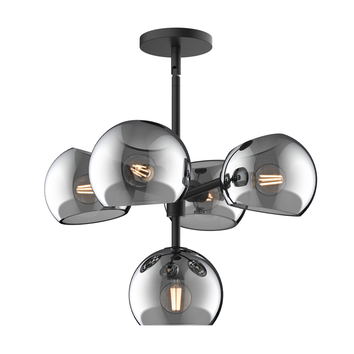 Alora Canada - CH548518MBSM - Five Light Chandelier - Willow - Matte Black/Smoked Solid Glass