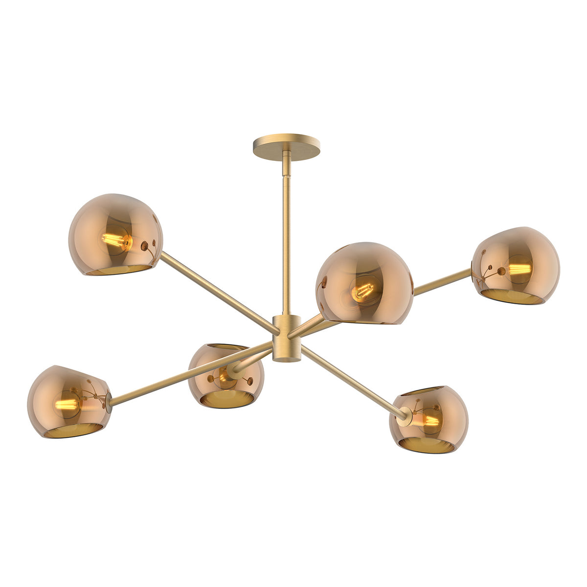 Alora Canada - CH548637BGCP - Six Light Chandelier - Willow - Brushed Gold/Copper Glass