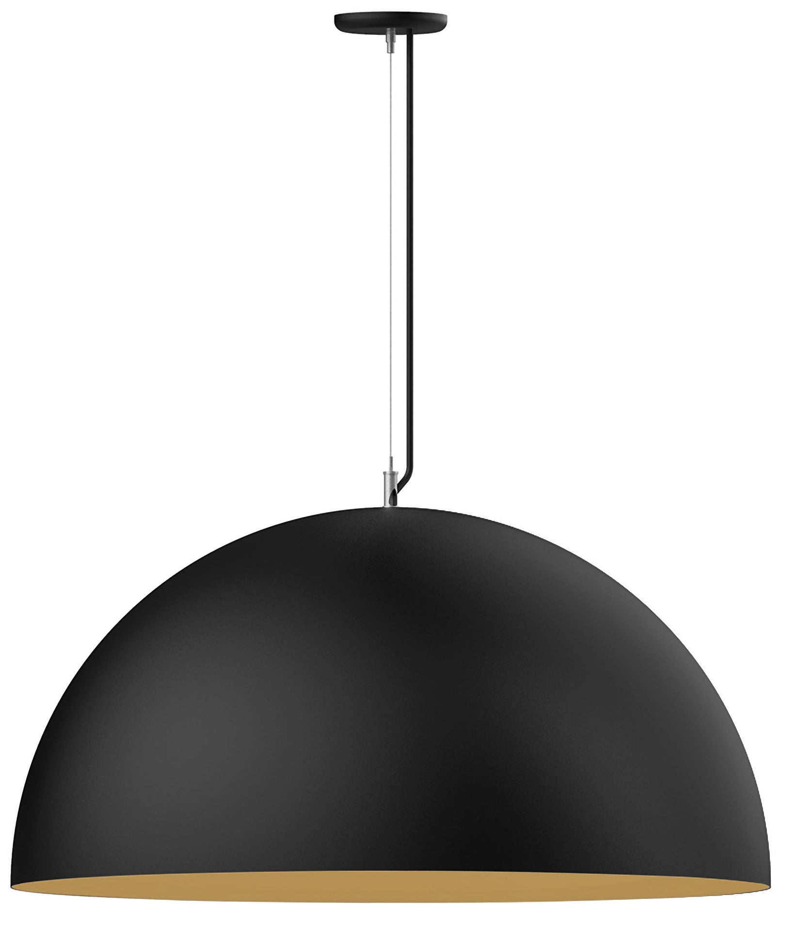 Montclair Light Works XL Choices 36" Shallow Dome Pendant in Satin Black / Gold Matte Interior
