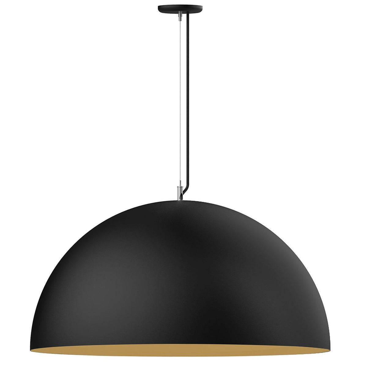 Montclair Light Works XL Choices 36" Shallow Dome Pendant in Satin Black / Gold Matte Interior