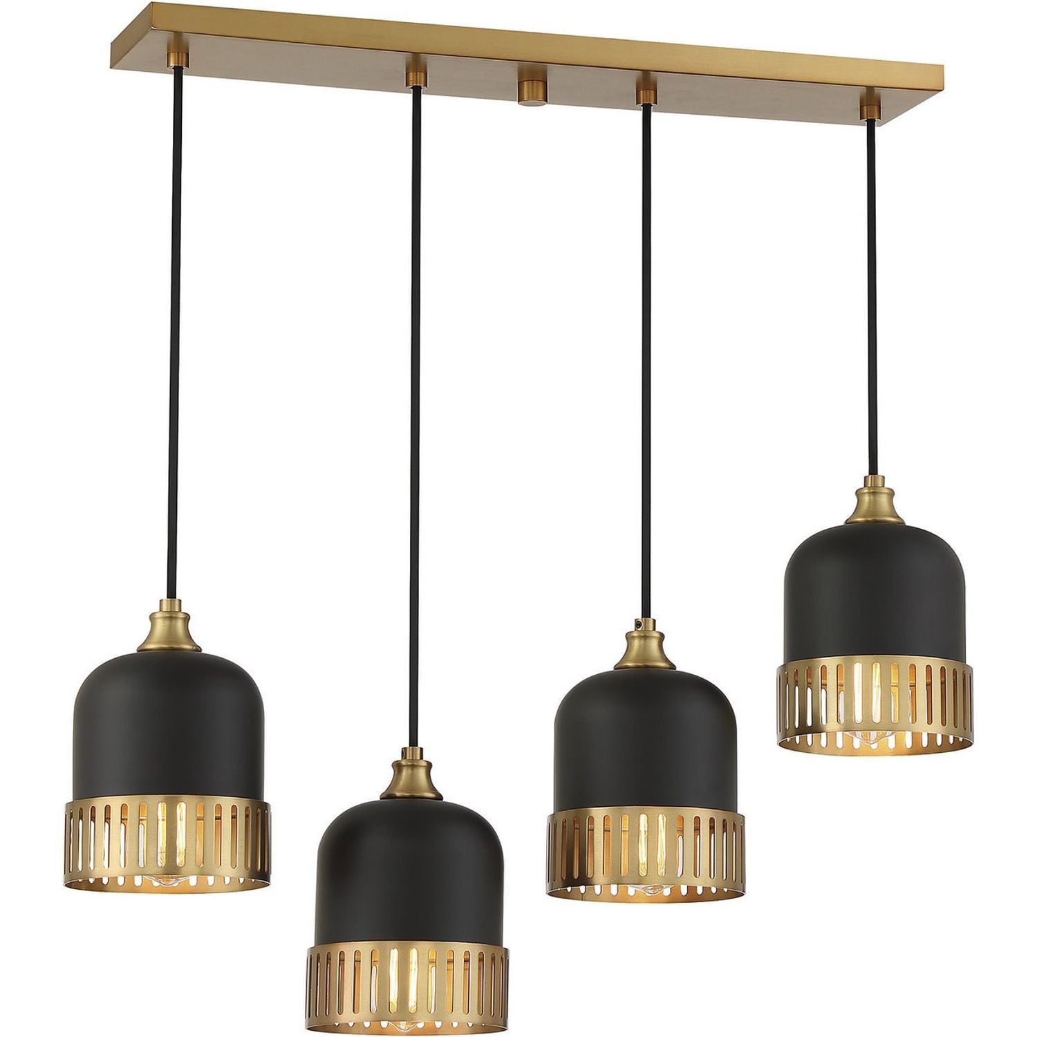 Savoy House - 1-1811-4-143 - Four Light Linear Chandelier - Eclipse - Matte Black with Warm Brass Accents