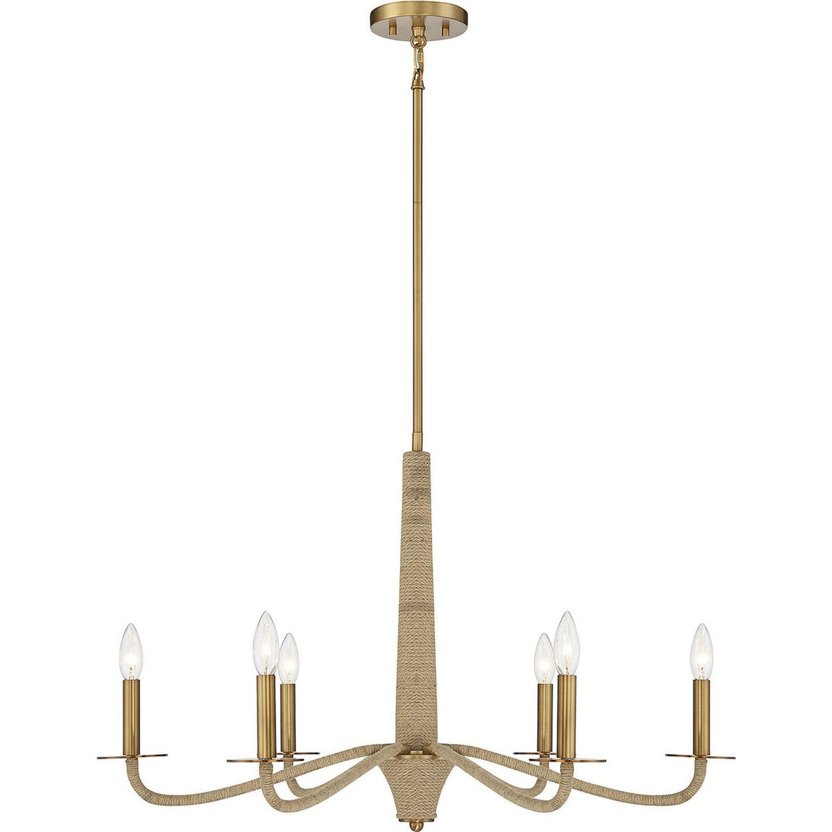 Savoy House - 1-1824-6-320 - Six Light Chandelier - Cannon - Warm Brass and Rope
