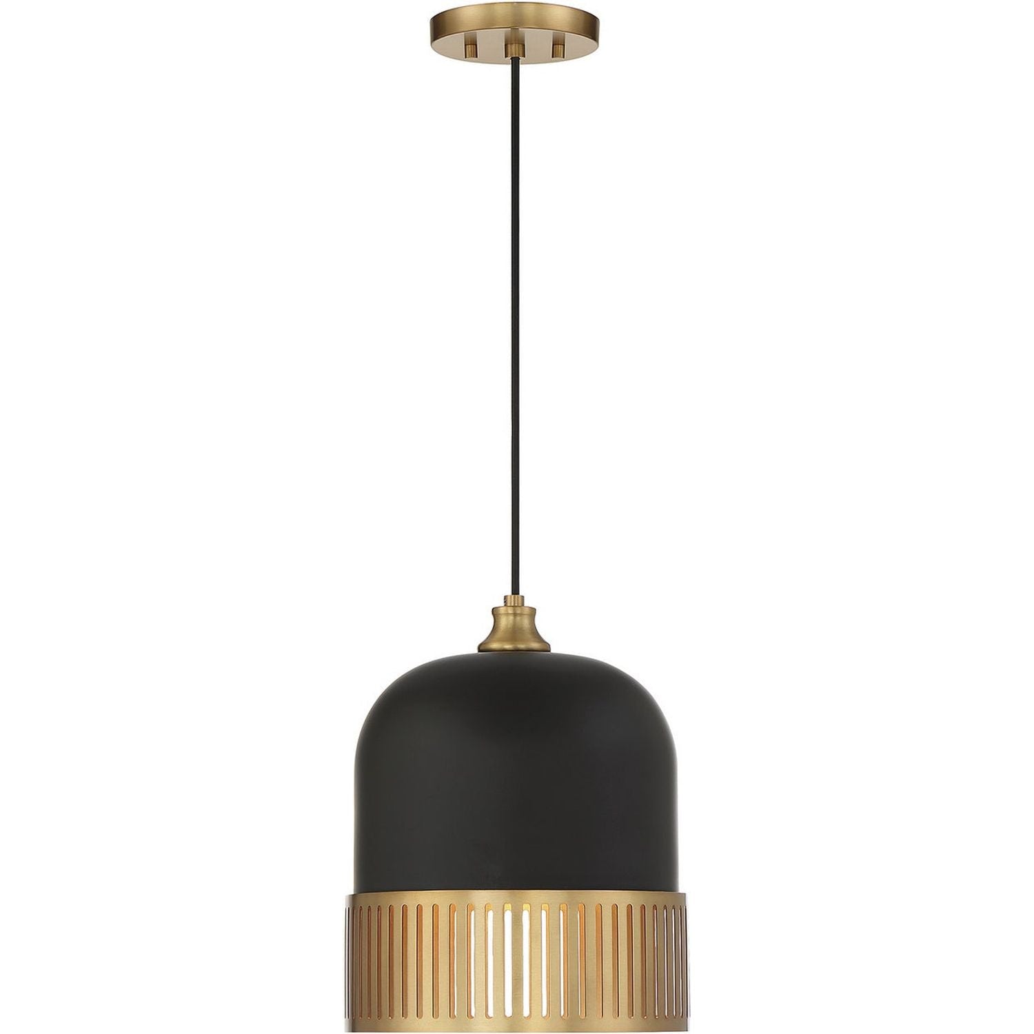 Savoy House - 7-1810-1-143 - One Light Pendant - Eclipse - Matte Black with Warm Brass Accents