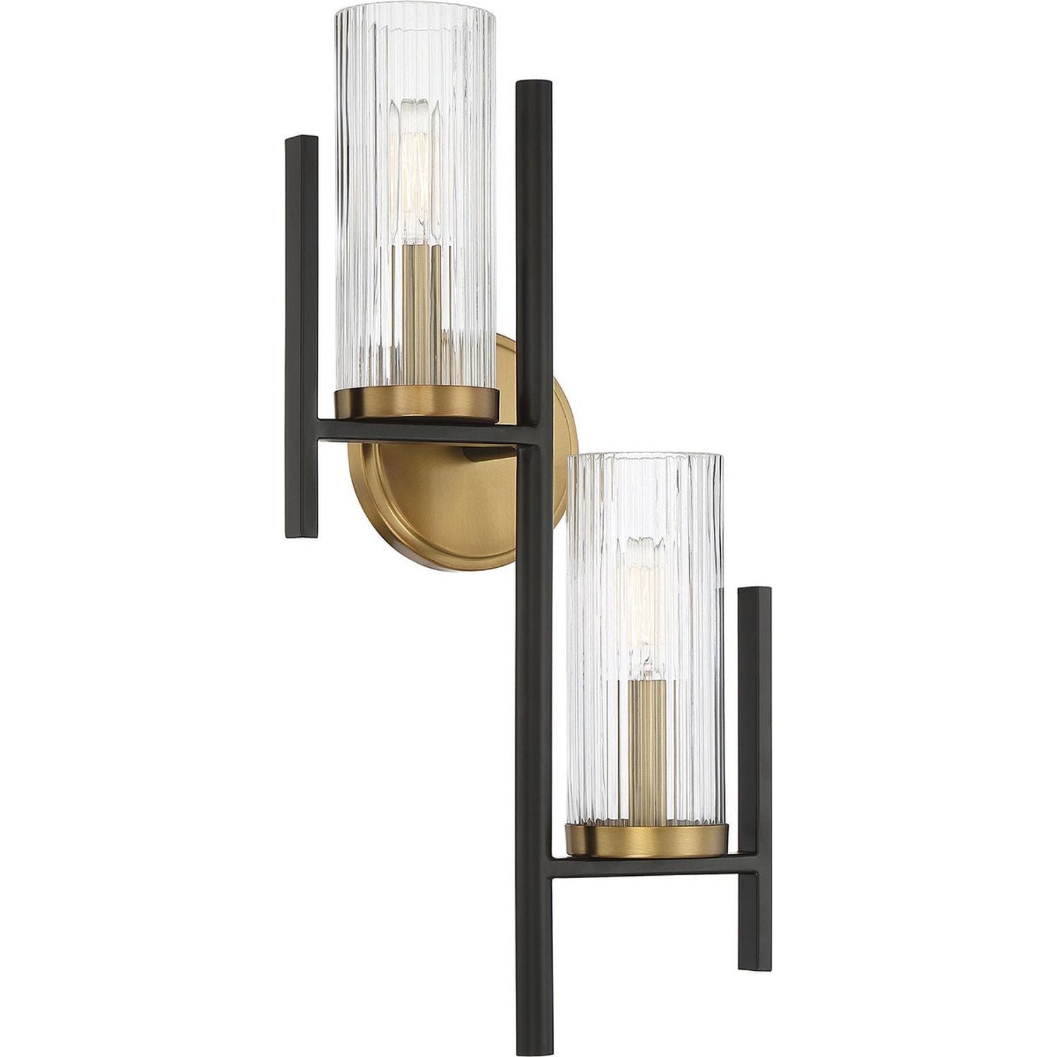 Savoy House - 9-1905-2-143 - Two Light Wall Sconce - Midland - Matte Black with Warm Brass Accents