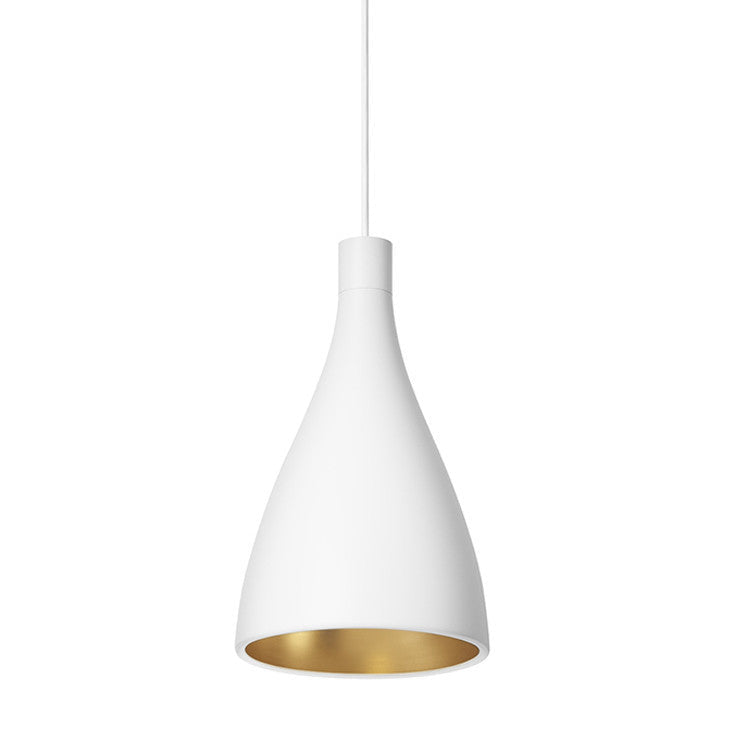 Pablo Designs - SWEL SNG NRW WHT/BRA - LED Pendant - Swell - White/ Brass
