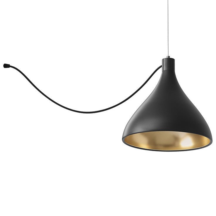 Pablo Designs - SWEL STR SNG MED BLK/BRA - LED Pendant - Swell - Black/ Brass