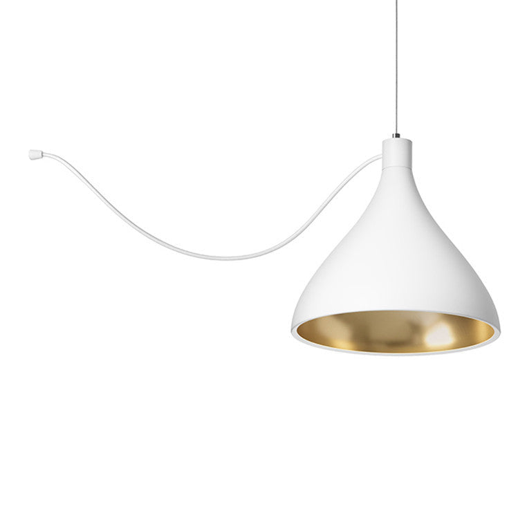 Pablo Designs - SWEL STR SNG MED WHT/BRA - LED Pendant - Swell - White/ Brass