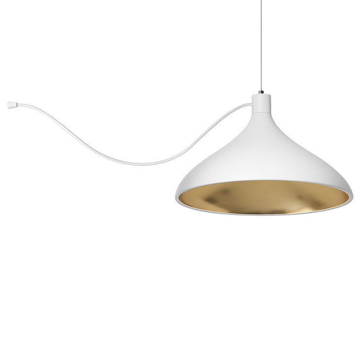 Pablo Designs - SWEL STR SNG WID WHT/BRA - LED Pendant - Swell - White/ Brass