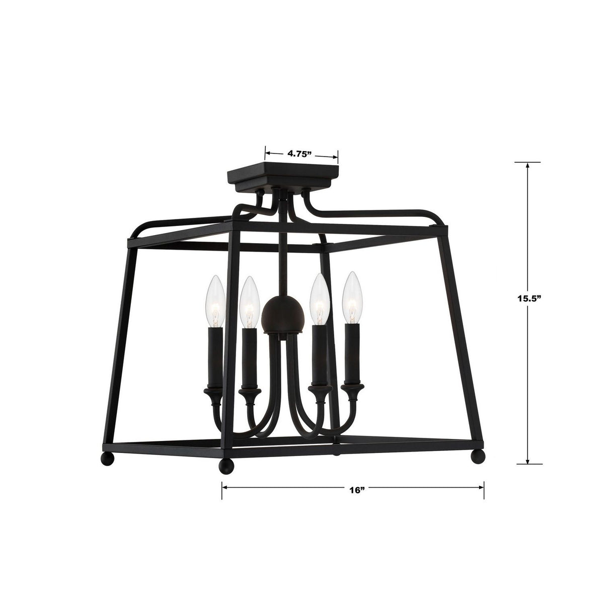 Crystorama - 2243-BF_NOSHADE - Four Light Semi Flush Mount - Sylvan - Black Forged