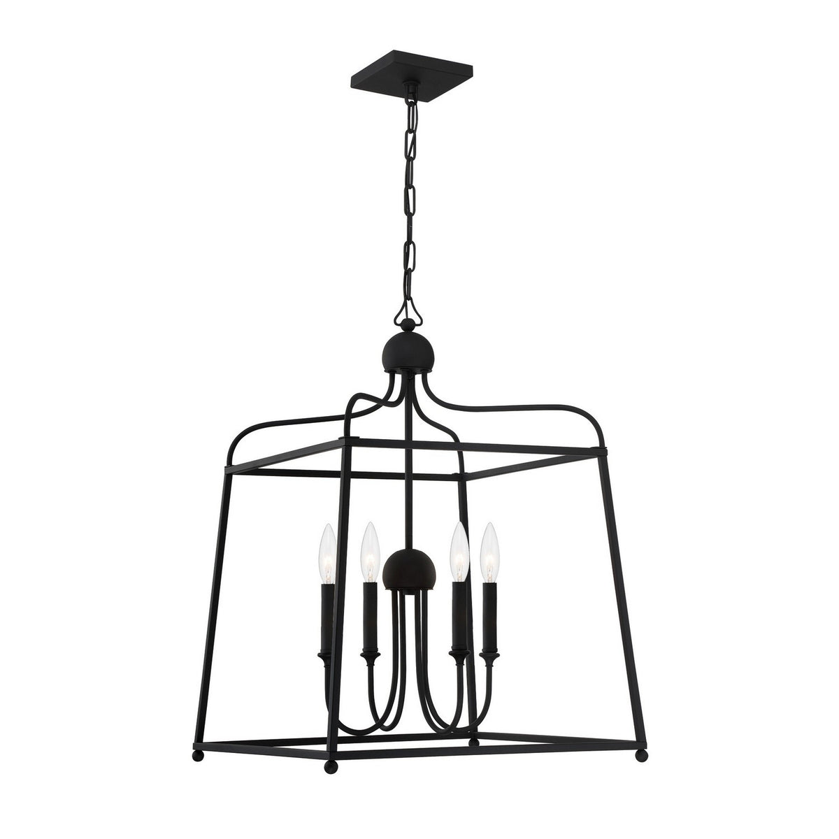 Crystorama - 2244-BF_NOSHADE - Quatre lumières Suspendu - Sylvan - Forgé en noir