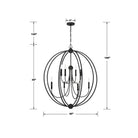 Crystorama - 2246-BF_NOSHADE - Huit Lumières Suspendu - Sylvan - Forgé en noir