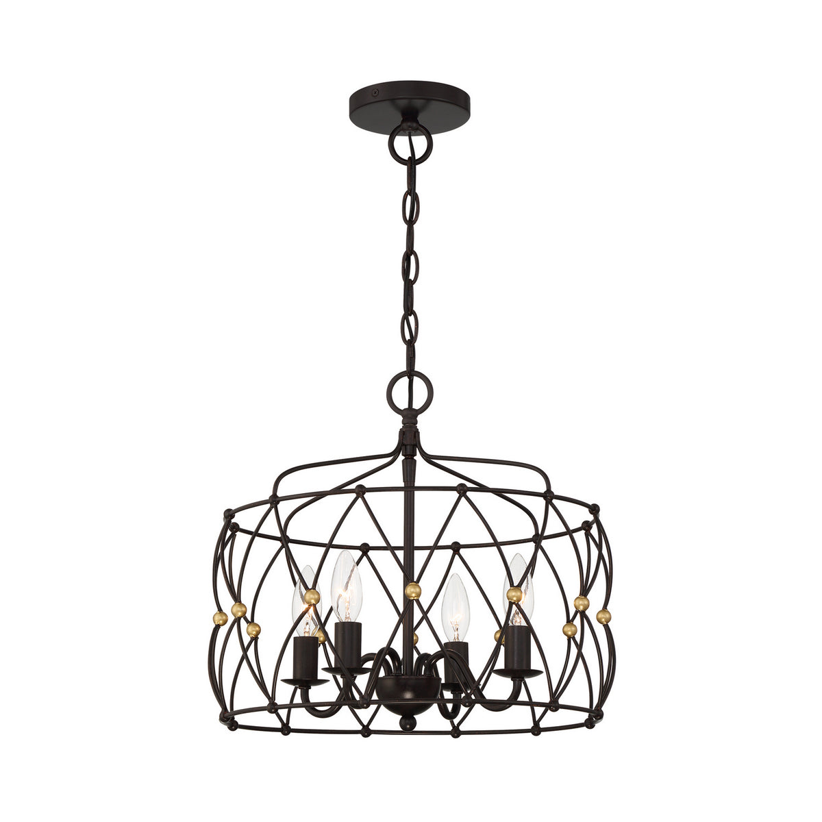 Crystorama - ZUC-A9030-EB-GA - Four Light Pendant - Zucca - English Bronze + Antique Gold