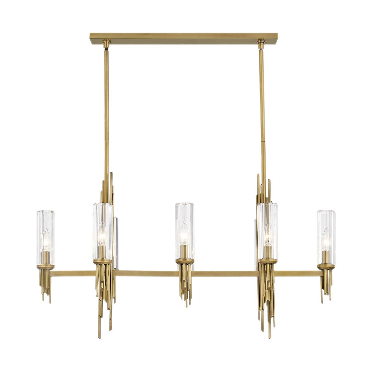 Alora Canada - LP335838VBCR - Eight Light Pendant - Torres - Ribbed Glass/Vintage Brass
