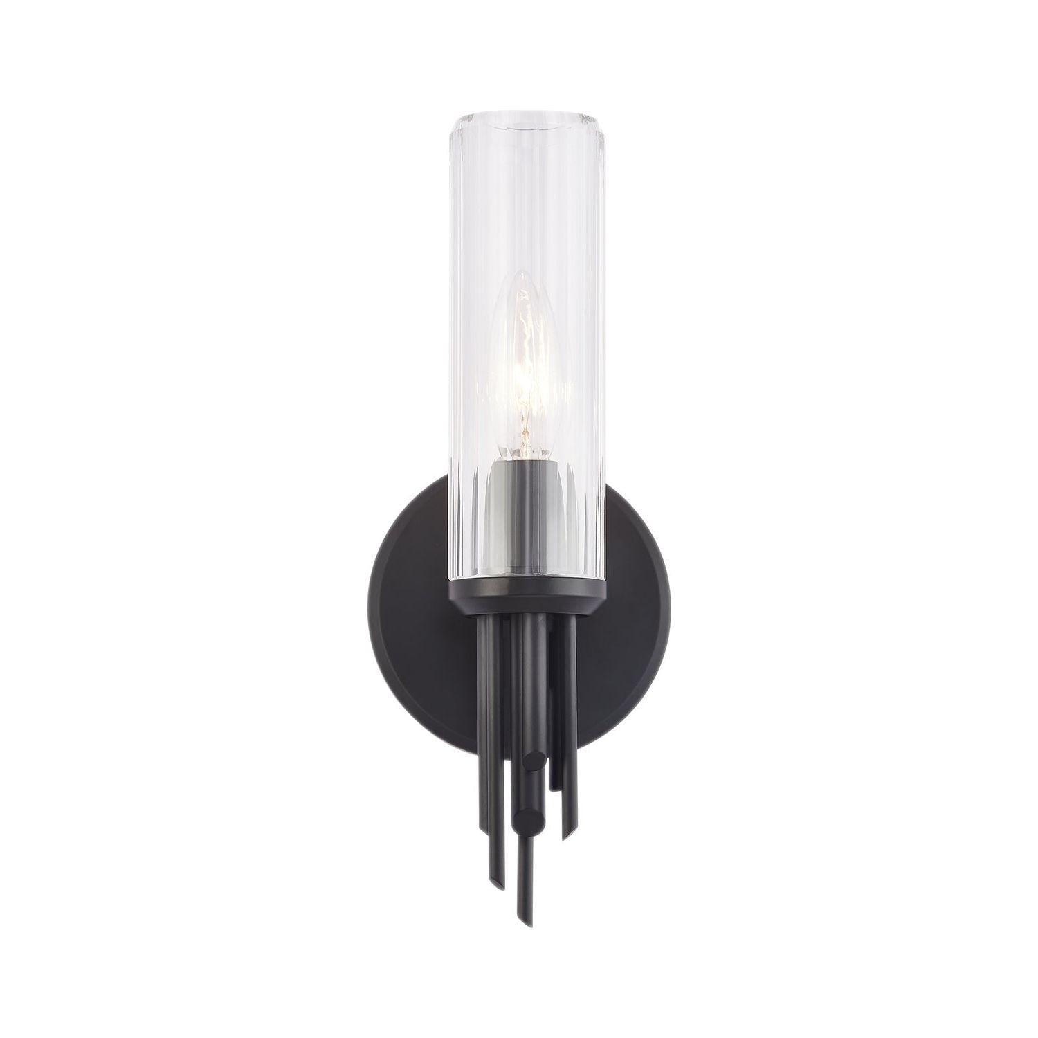 Alora Canada - WV335103MBCR - One Light Vanity - Torres - Clear Ribbed Glass/Matte Black