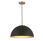 Lumière Meridian M7024MBKNB One Suspension en noir mat avec laiton naturel