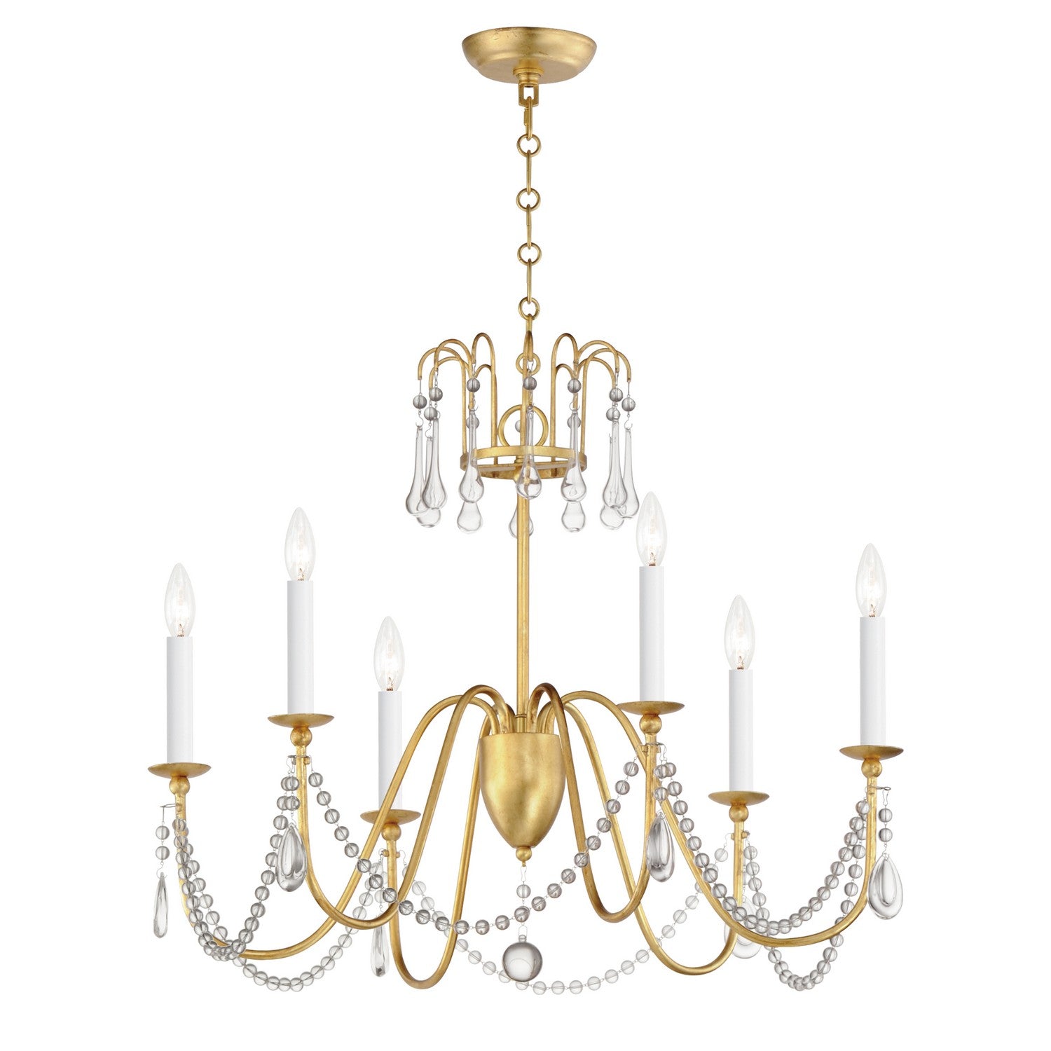Maxim Lighting 12166GL/CRY Plumette Chandelier in Gold Leaf