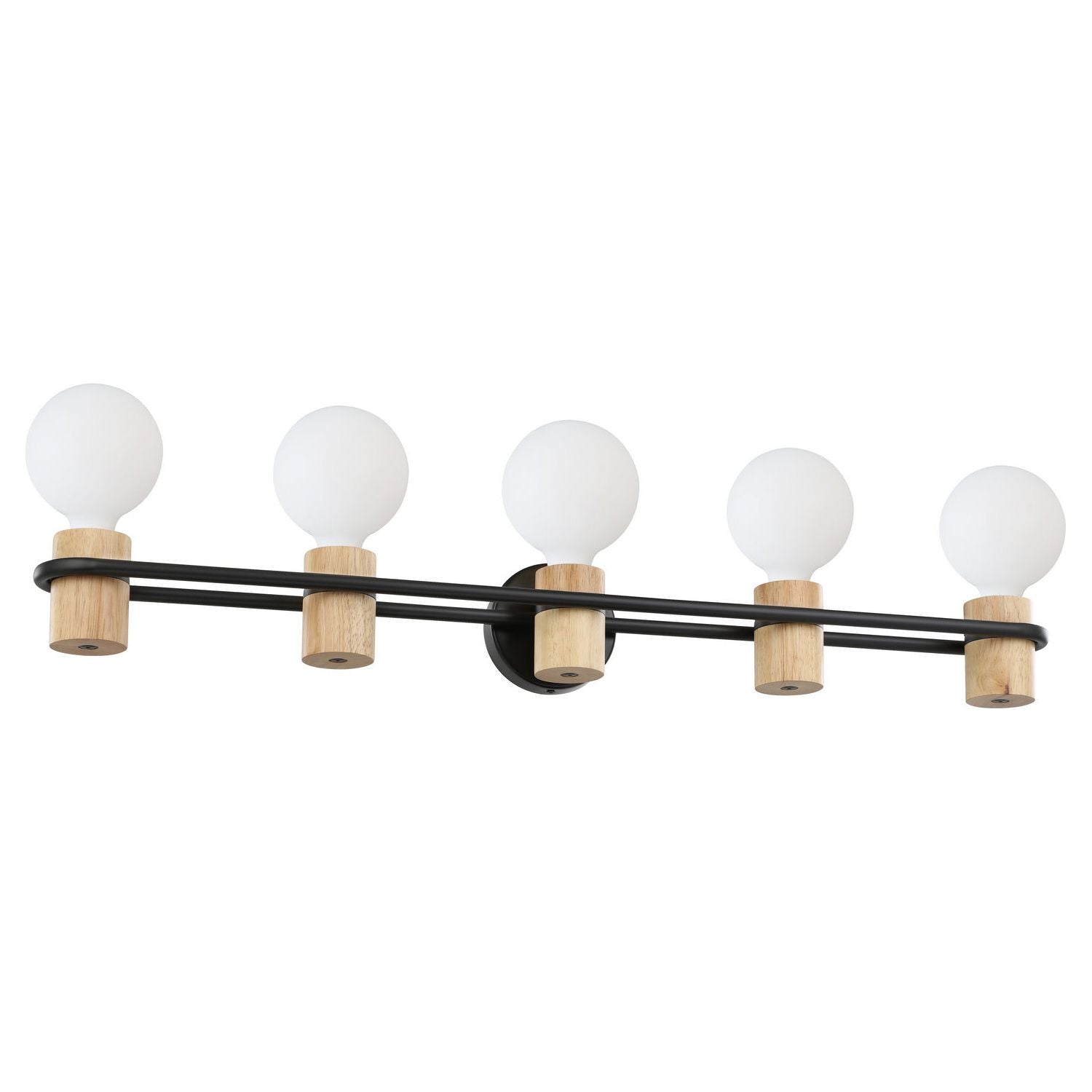 Eglo Canada - 205369A - Five Light Vanity - Chieveley - Matte Black & Wood