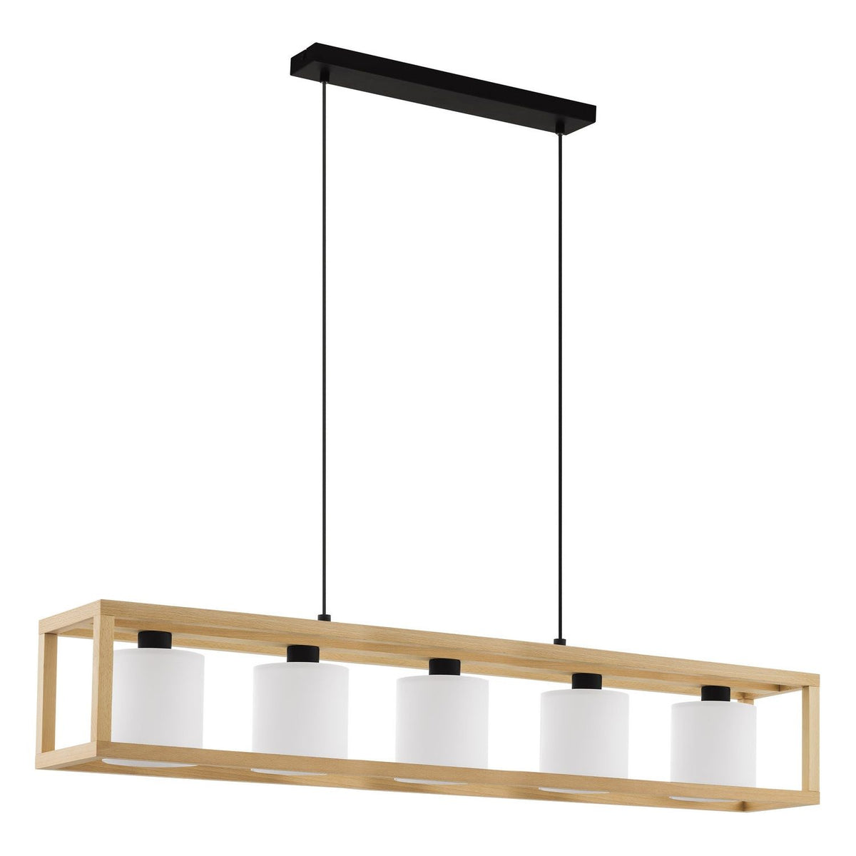 Eglo Canada - 390102A - Five Light Suspension - Granados - Black & Wood