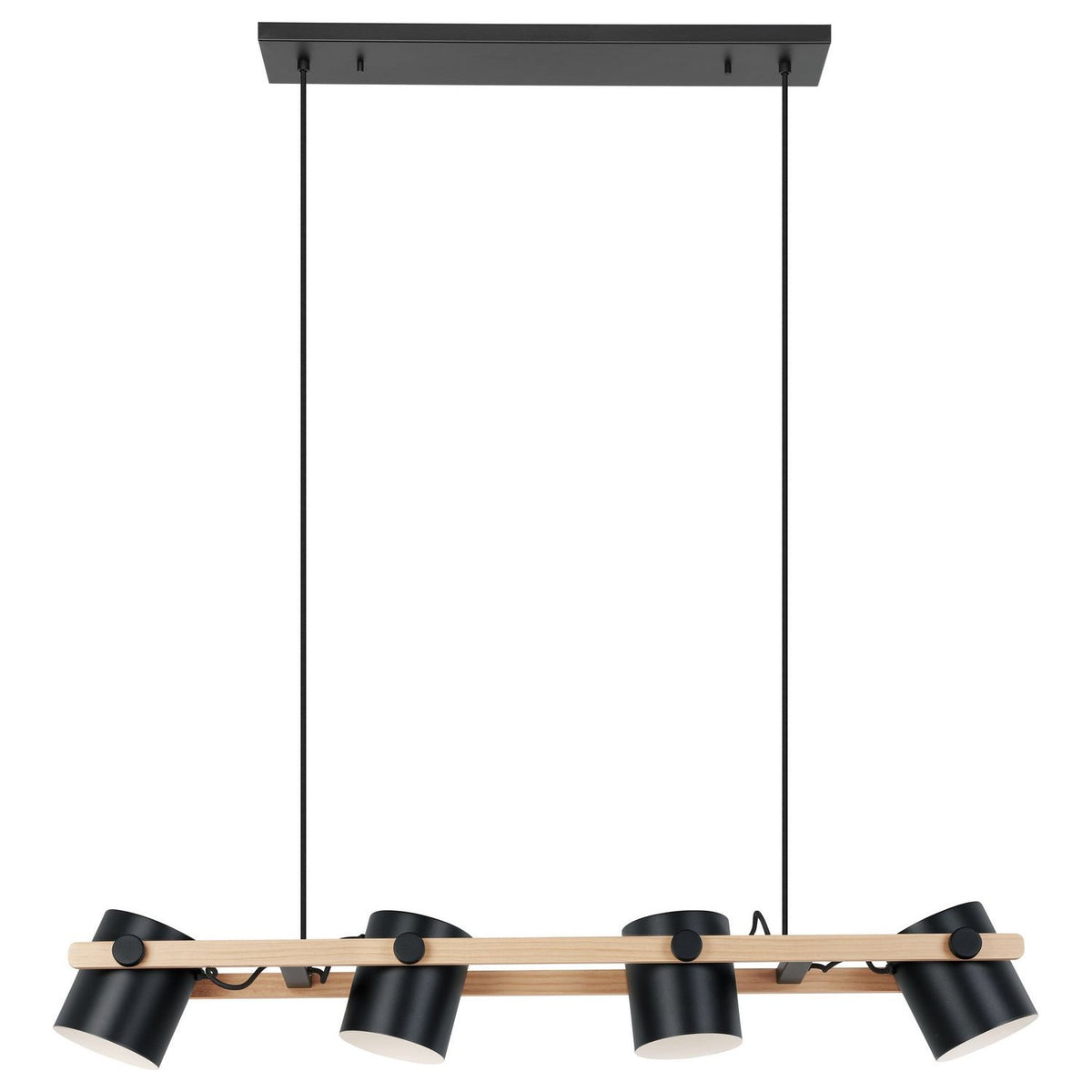 Eglo Canada - 43424A - Four Light Suspension - Hornwood - Black & Wood