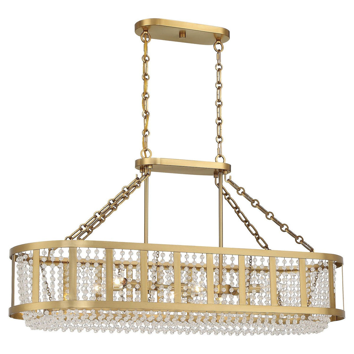 Lighting One E - V6-L1-3200-6-322 - Six Light Linear Chandelier - Mancini - Warm Brass