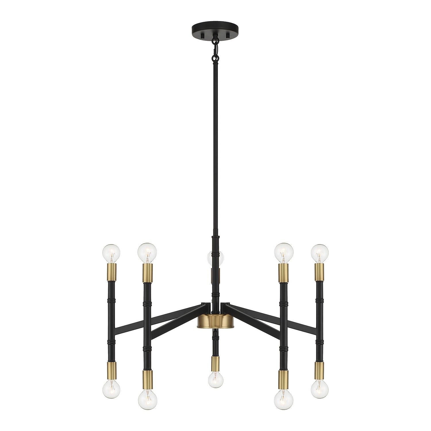 Lighting One E - V6-L1-5610-10-143 - Ten Light Chandelier - Rossi - Matte Black w/ Warm Brass