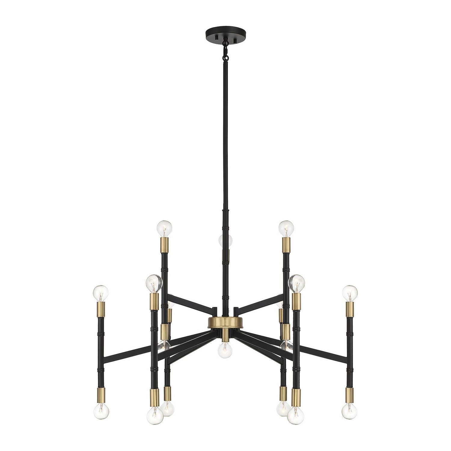 Lighting One E - V6-L1-5611-18-143 - 18 Light Chandelier - Rossi - Matte Black w/ Warm Brass