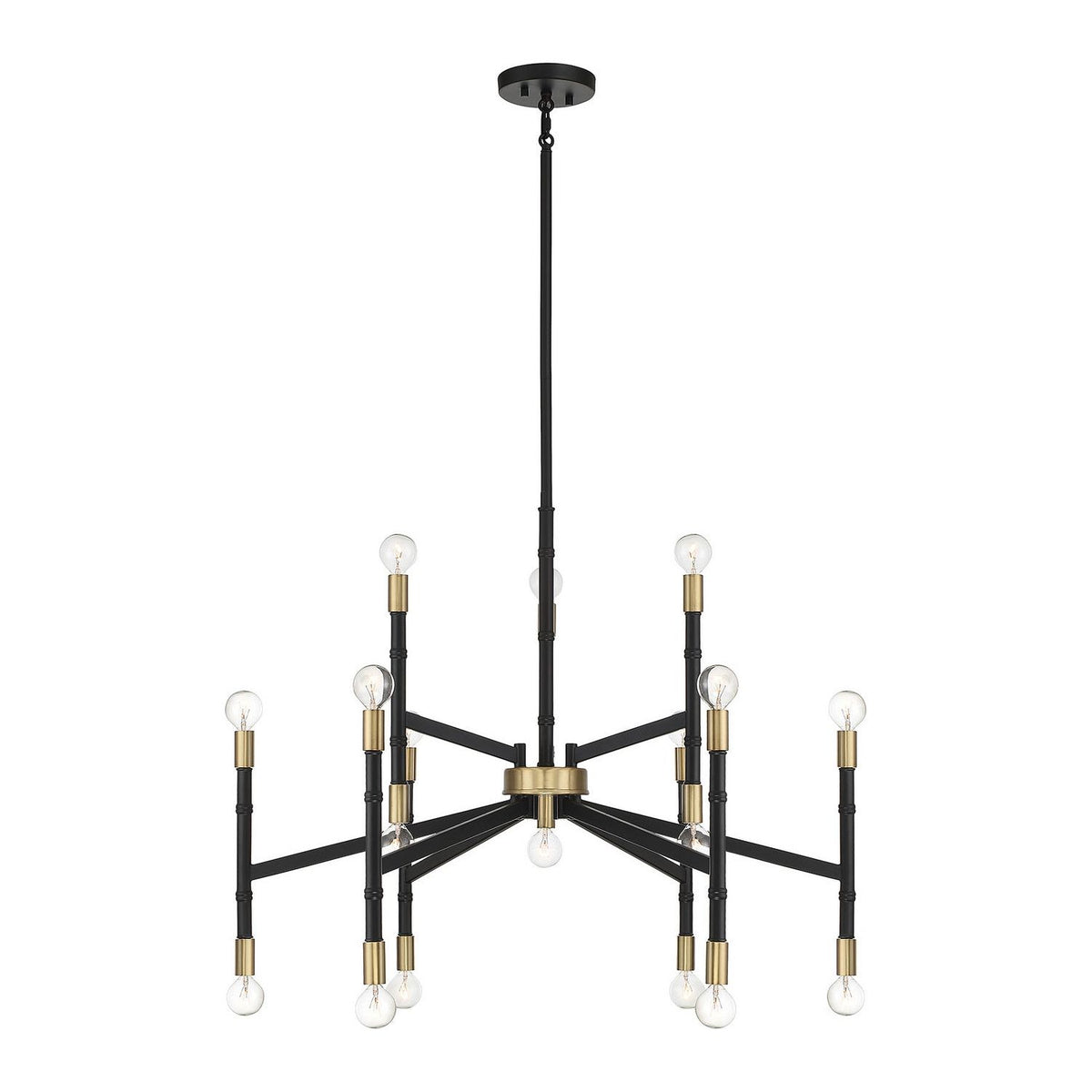 Lighting One E - V6-L1-5611-18-143 - 18 Light Chandelier - Rossi - Matte Black w/ Warm Brass