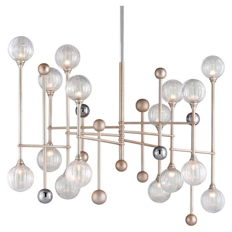 Corbett Lighting - 241-016-SL/PC - 16 Light Linear Pendant - Majorette - Silver Leaf W Polished Chrome