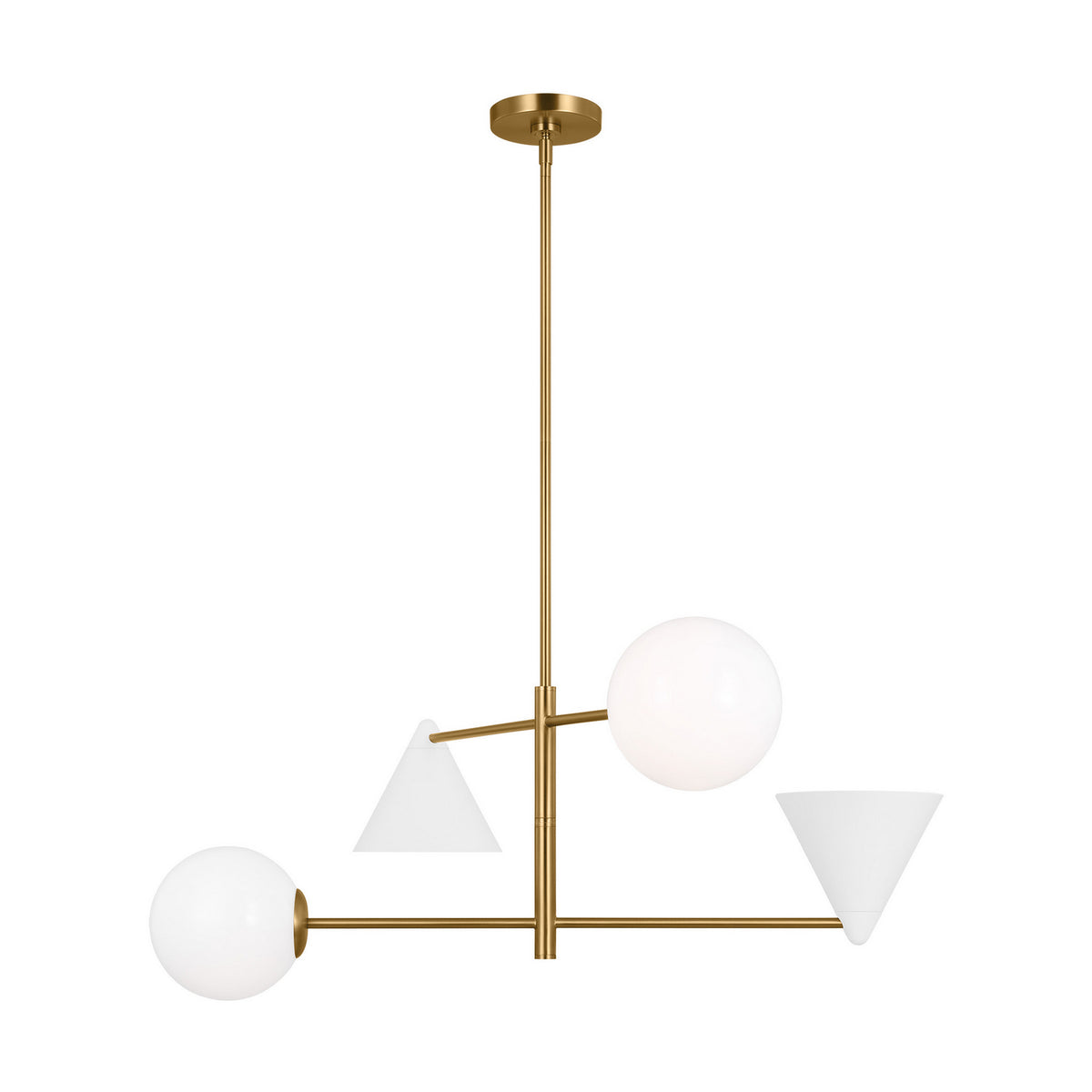 Visual Comfort Studio Canada - AEC1104MWTBBS - Four Light Chandelier - Cosmo - Matte White and Burnished Brass